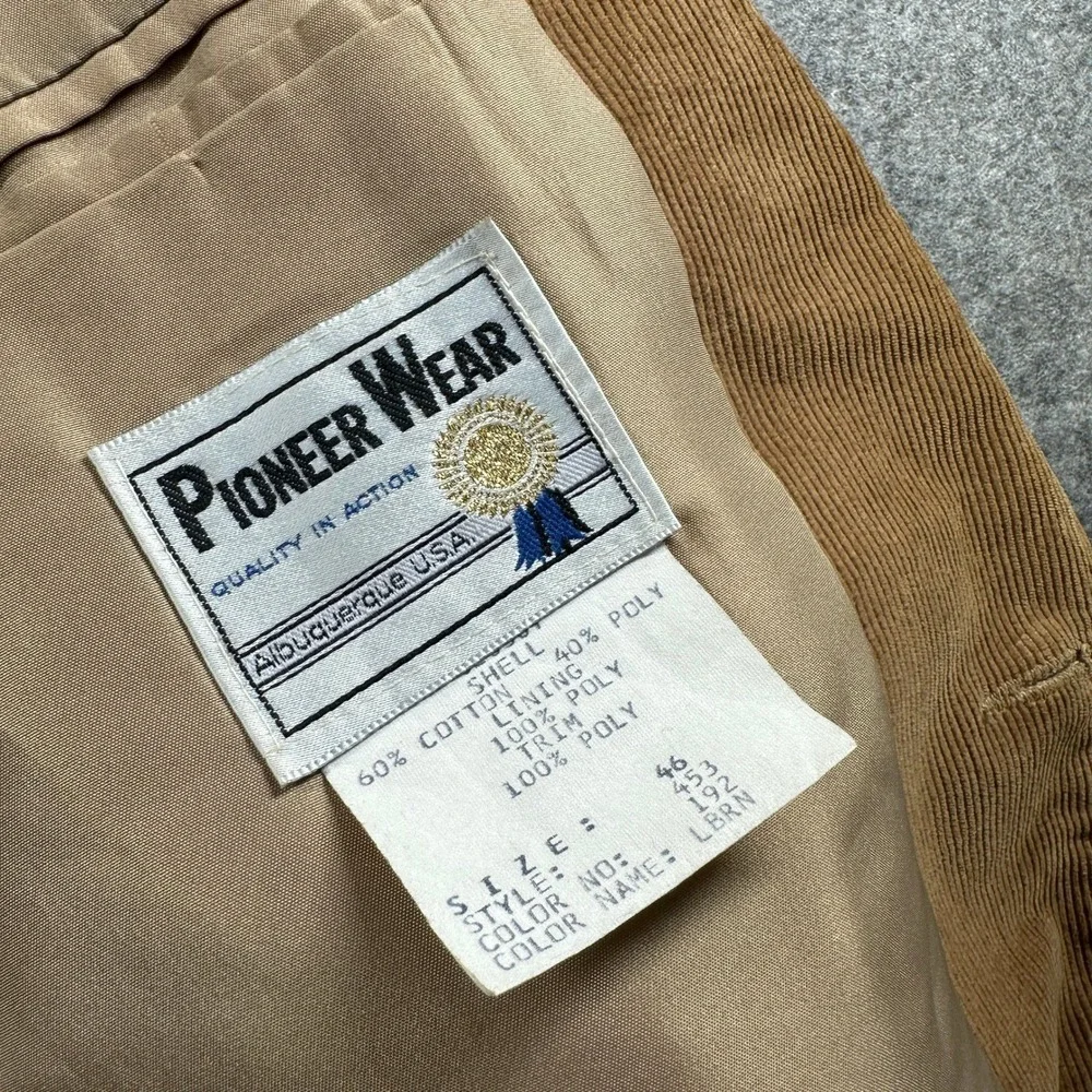 Pioneer Wear Sport Coat Mens 46 Brown Corduroy Western Blazer Yoke USA Made